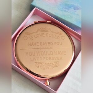 Compact Mirror Round 2.6” Metal Double Sided 1X/2X Engraved Pocket Mirror